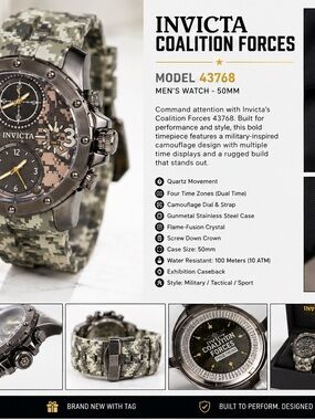 Invicta Coalition Forces Men's Camouflage Military Jacket - Green Camo